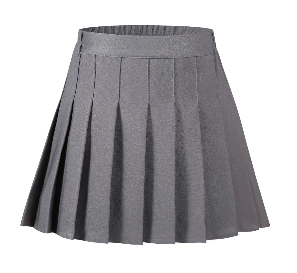 LIUMI Kids Premium Pleated School Skirt in Light Grey — flat-lay product view