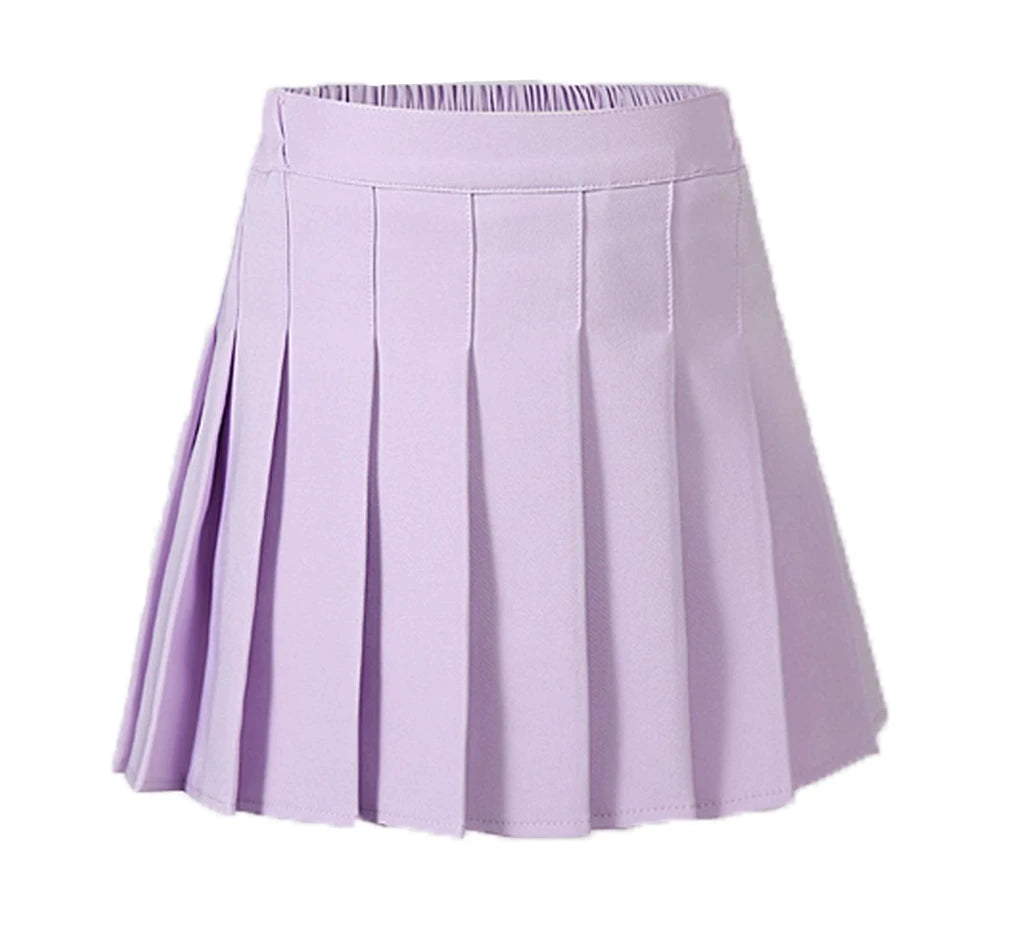 LIUMI Kids Premium Pleated School Skirt in Lilac — flat-lay product view