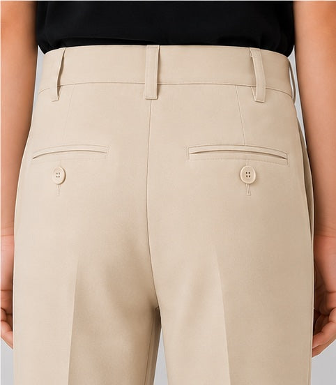 LIUMI Kids Classic School Suit Trousers in Beige — back welt pocket detail