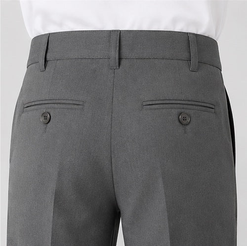 LIUMI Kids Classic School Suit Trousers in Grey — back welt pocket detail