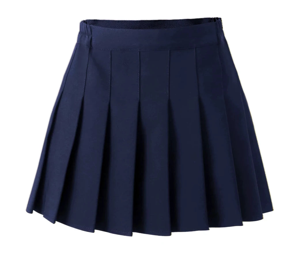 LIUMI Kids Premium Pleated School Skirt in Navy — flat-lay product view