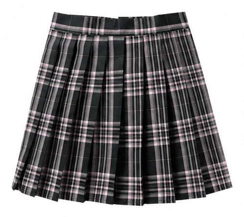 LIUMI Teens Premium Girls Pleated School Skirt in Pink Check — flat-lay product view