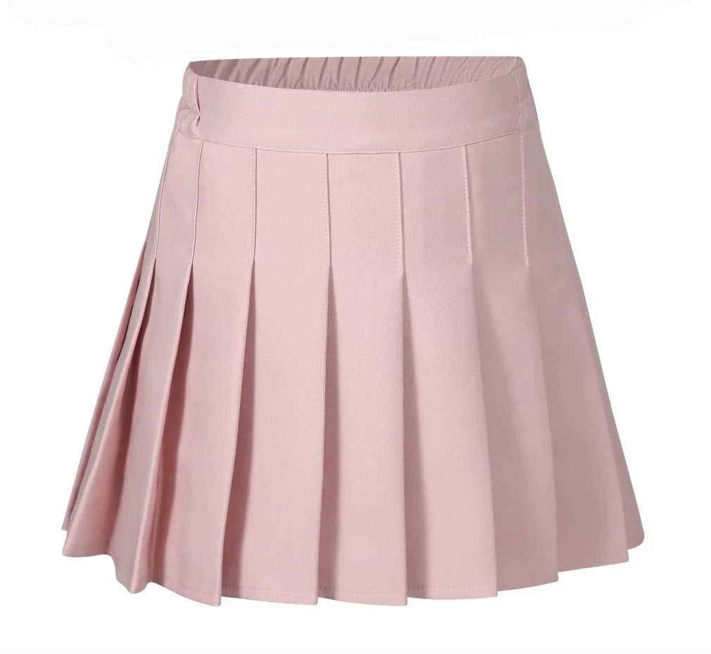 LIUMI Kids Premium Pleated School Skirt in Pink — flat-lay product view