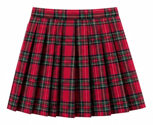 LIUMI Teens Premium Girls Pleated School Skirt in Red Tartan — flat-lay product view