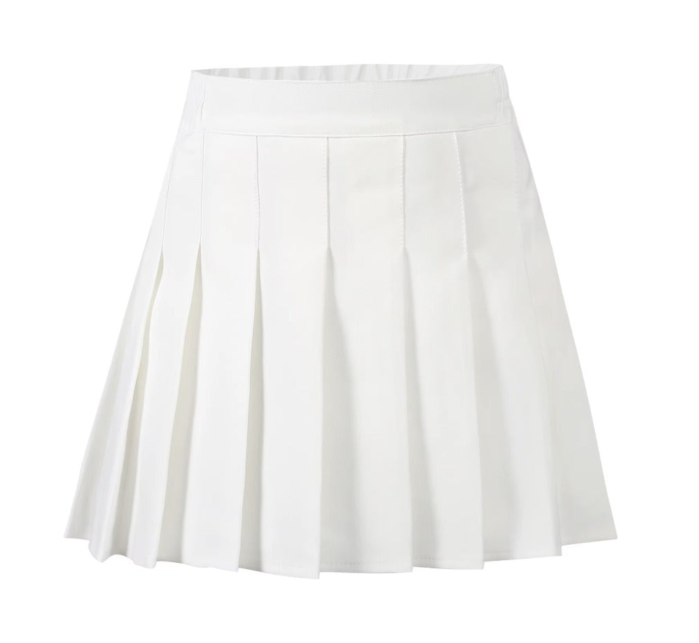 LIUMI Kids Premium Pleated School Skirt in White — flat-lay product view